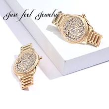 JUST FEEL, модные Кристальные часы, серьги-гвоздики,, новинка, европейская американская индивидуальность, круглые серьги для женщин, для шоу, подиума, ювелирное изделие