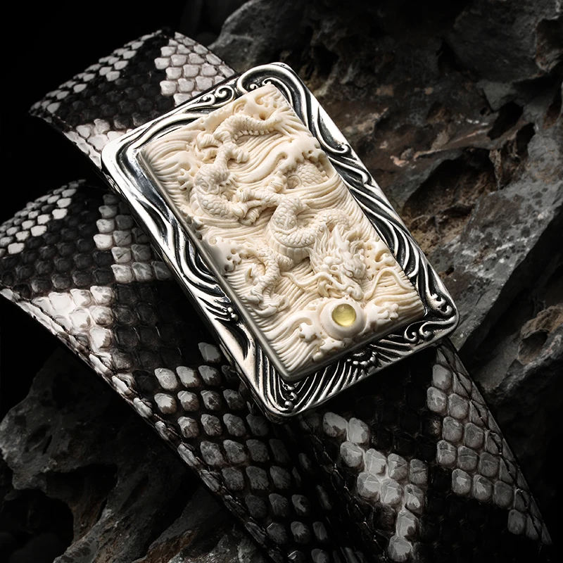 3980 натуральная боа кожа 3D резной дракон супер слоновая кость и серебро пряжка супер качество прочный стильный ручной работы ремень