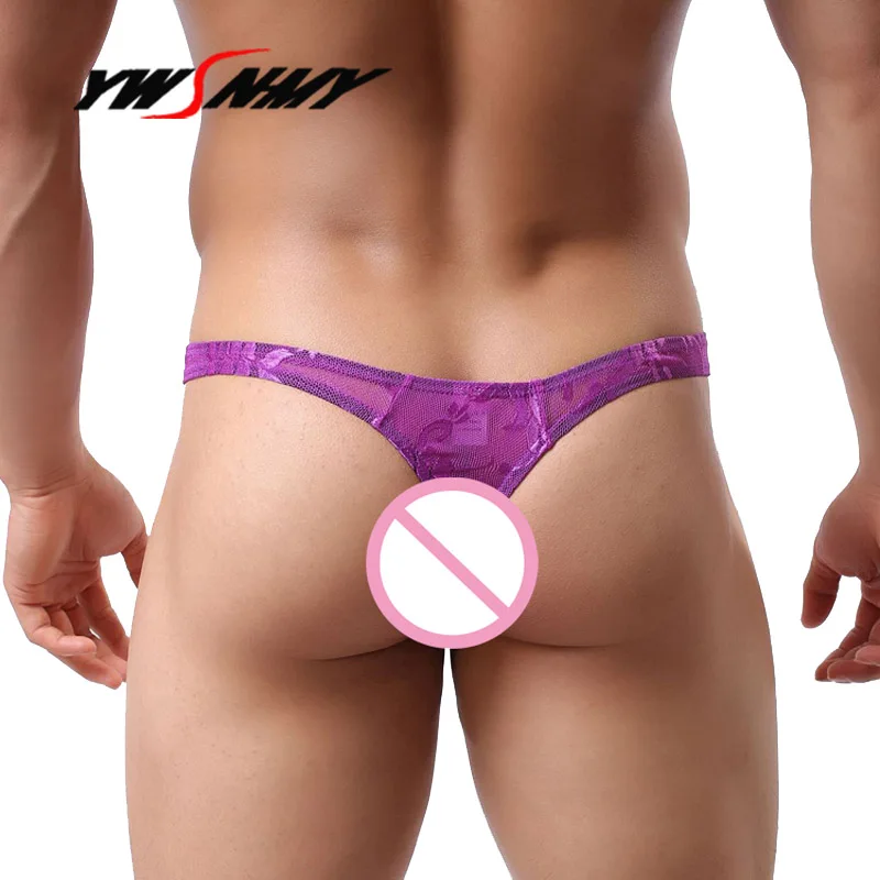 

Sissy Men's Lace Thong Transparent Breathable Panties Men See Through Pouch G-Strings Male Underpants Cool Gay Exotic T-back