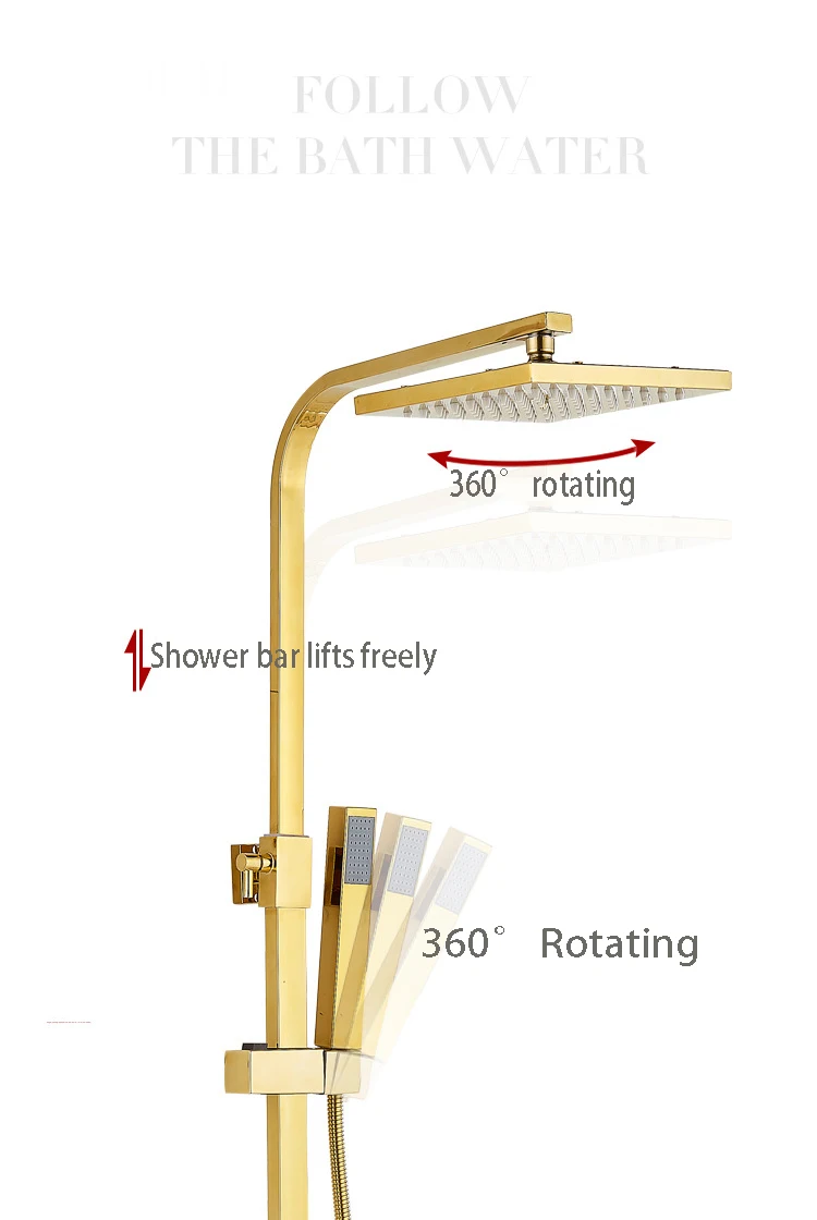 3 вида стилей Роскошная золотая отделка настенный " дождевая насадка для душа с одной ручкой смеситель для ванной комнаты