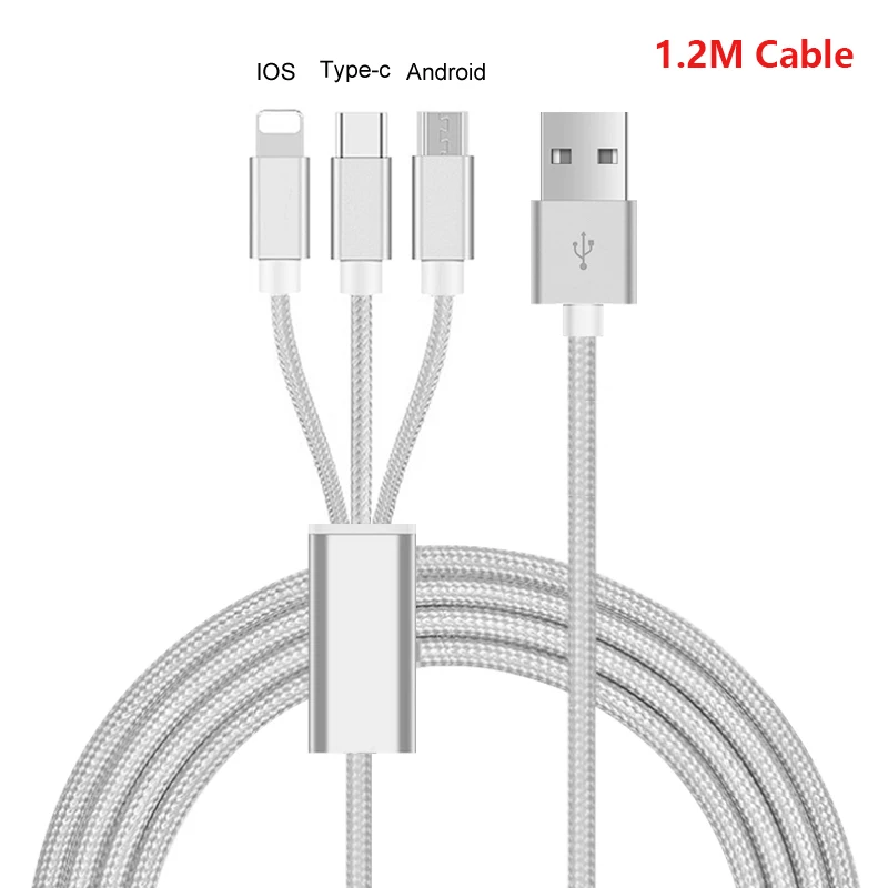 Мощное зарядное устройство для Iphone, быстрая зарядка 3,0, двойное Usb зарядное устройство, 2А, дорожное Usb зарядное устройство, адаптер для samsung, Xiaomi, 18 Вт, зарядное устройство - Тип штекера: 1.2 m cable silver