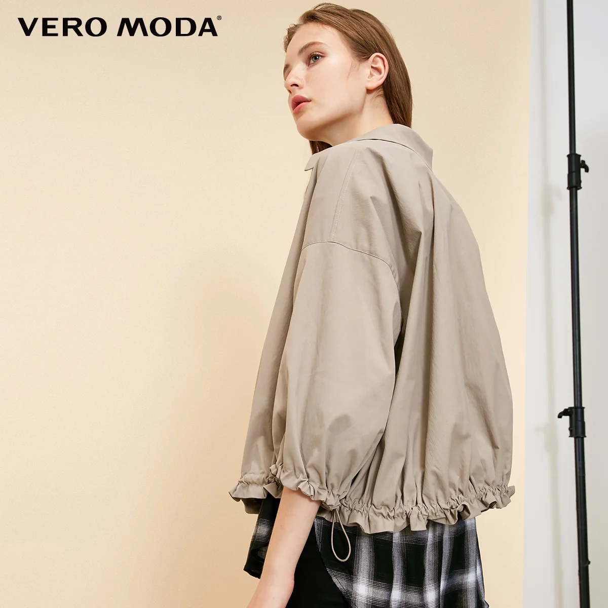 Vero what Moda ins весеннее ветрозащитное пальто с эластичной резинкой на талии и длинными рукавами с отворотами Женские | 318317509