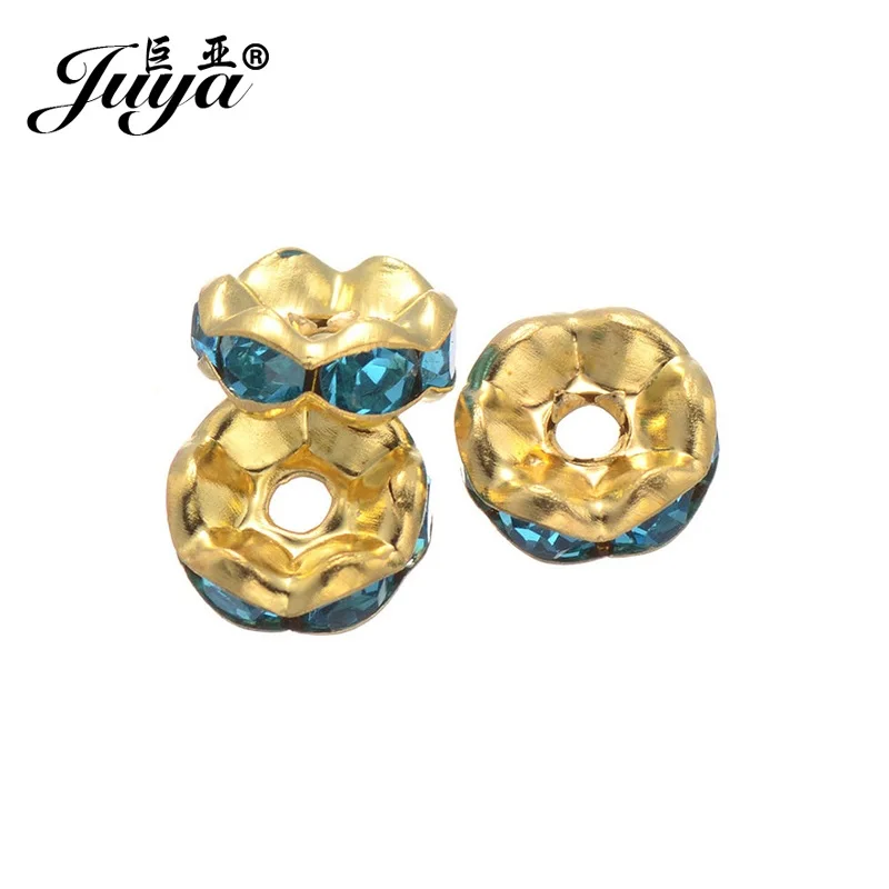 

JUYA China Metal Beads Wholesale Suppliers 100pcs 8MM Metal Gold Silver Color Rhinestone Rondelles Crystal Bead Spacer PR0012