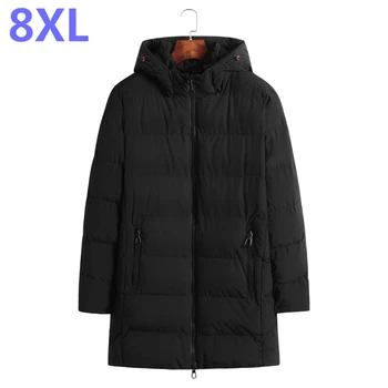 

Plus Size 8XL 7XL 6XL Winter Man Cotton-padded Clothes Keep Warm Loose Coat Fertilizer Enlarge Fashion Cotton Detachable cap