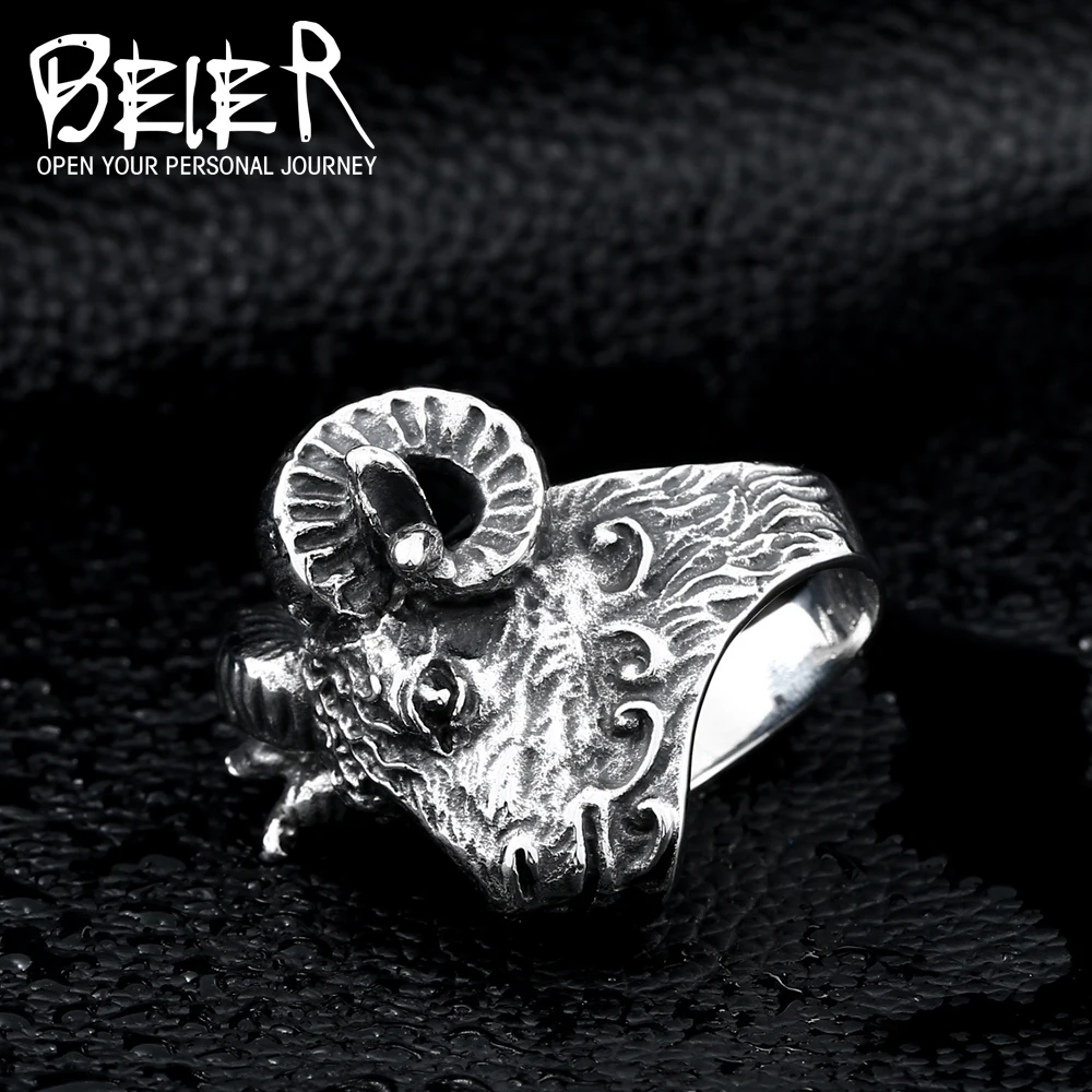 Огромный тибетская антилопа кольцо прохладный животных из нержавеющей стали ювелирные изделия панк уникальный тяжелый металл ювелирные изделия BR8-157