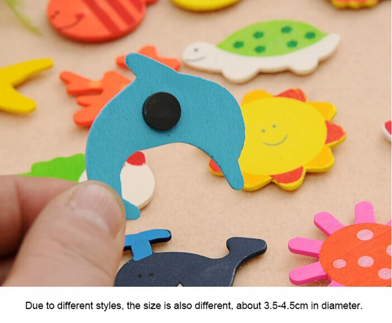 12 комплектов/набор плавающих магнитов детские деревянные Мультяшные животные милые экологически чистые детские образовательные игрушки для дошкольников