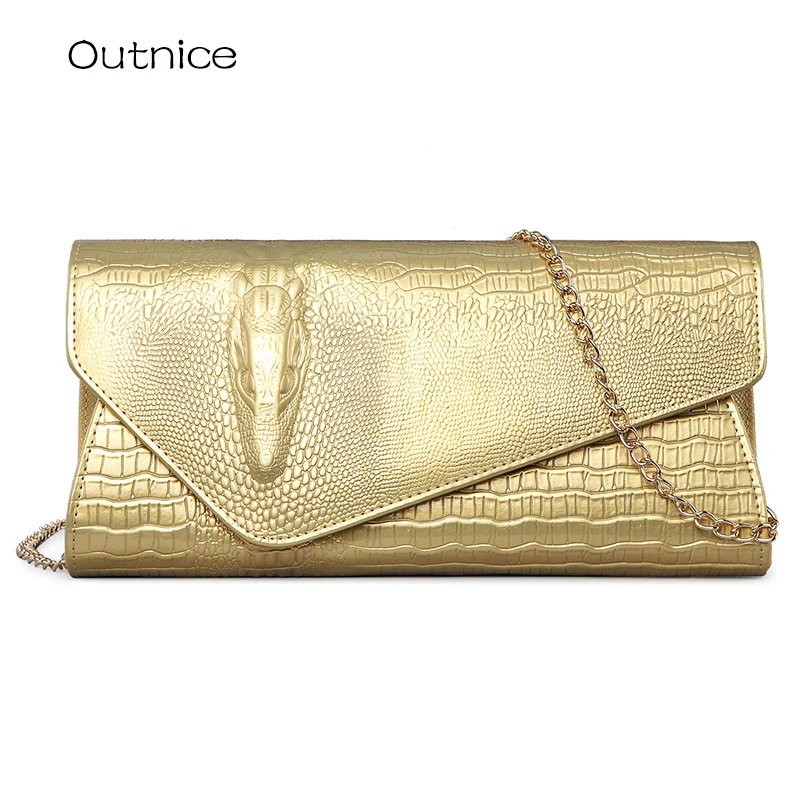 Outnice модные брендовые женские клатч Курьерские сумки tassen сеть Crossbody Сумки на плечо женские золотые кошелек из высококачественной искусственной кожи