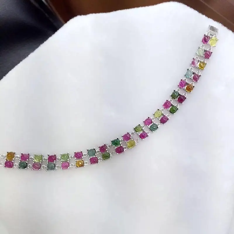 

2017 Sale Qi Xuan_Tourmaline Stone Luxury Bracelets_S925 Solid Silver Fashion Tourmaline Bracelets_Manufacturer Directly Sales