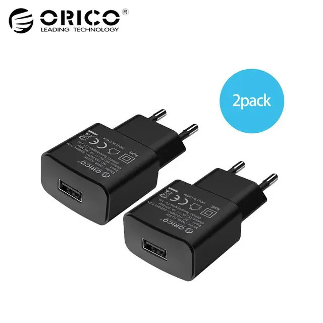 ORICO 5 В 2A ЕС Подключите USB Зарядное устройство мобильного телефона путешествия Мощность адаптер для iphone 6, iphone 6s, iphone 7 Plus samsung S7edge Xiaomi 2 шт. черный