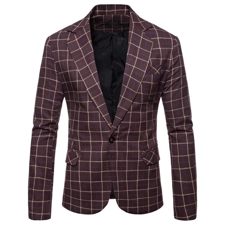 

Men's Autumn Casual Plaid Suit Jacket Clothing Brand Men Slim Fit Blazers Male Suits Coat Fashion Boutique Grid Blazer Jackets