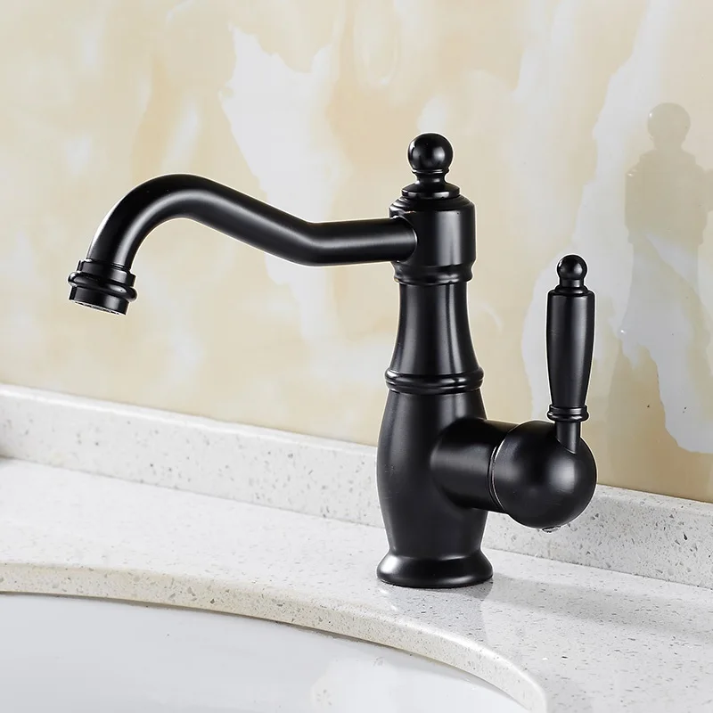 

Copper plating black matte matte tap continental basin faucet square black paint of cold and hot water tap