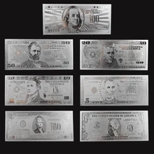 7 шт./компл. Серебристое украшение долларов США коллекция банкнот