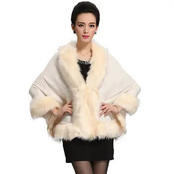 

Caracilia Women Luxury Bridal Faux Fur Shawl Wraps Cloak Coat Sweater Cape