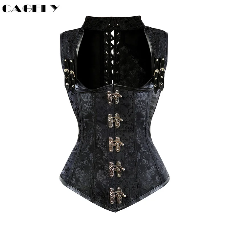 

Steampunk Corset Waistcoat Retro Knob Busks Corselet Vest Dobby Punk Basque Party Outfits Pirate Girl Dress Top S-6XL Plus Size