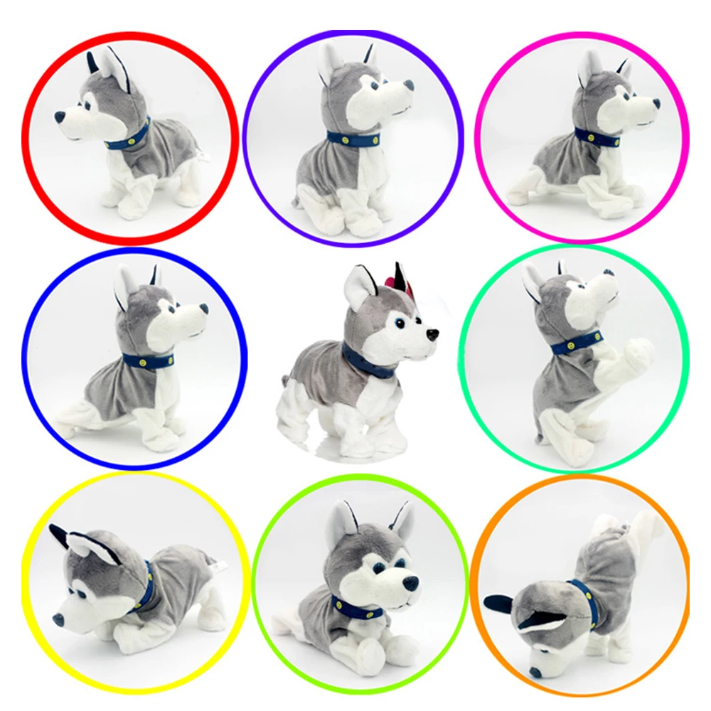 Электронные Домашние животные со звуком управления робот собаки лай стенд шагающий, танцующий милый интерактивный Собака Хаски Пудель интеллектуальные плюшевые игрушки для детей