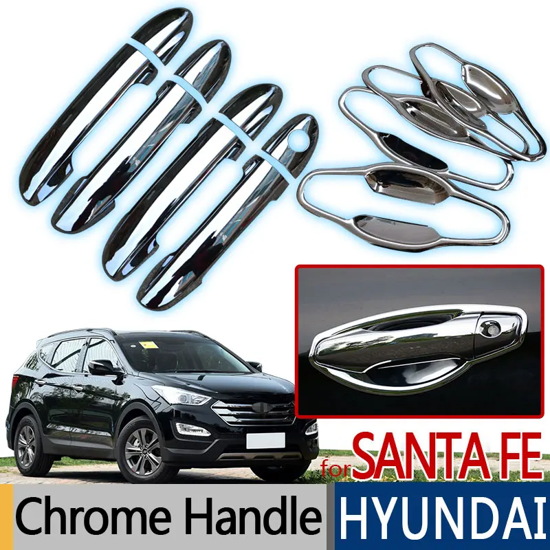 Kopen Voor Hyundai Santa Fe IX45 Accessoires Chrome Trim Exterieur Deur handvat Covers 2013 2014 2015 2016 2017 Auto Styling Stickers DM