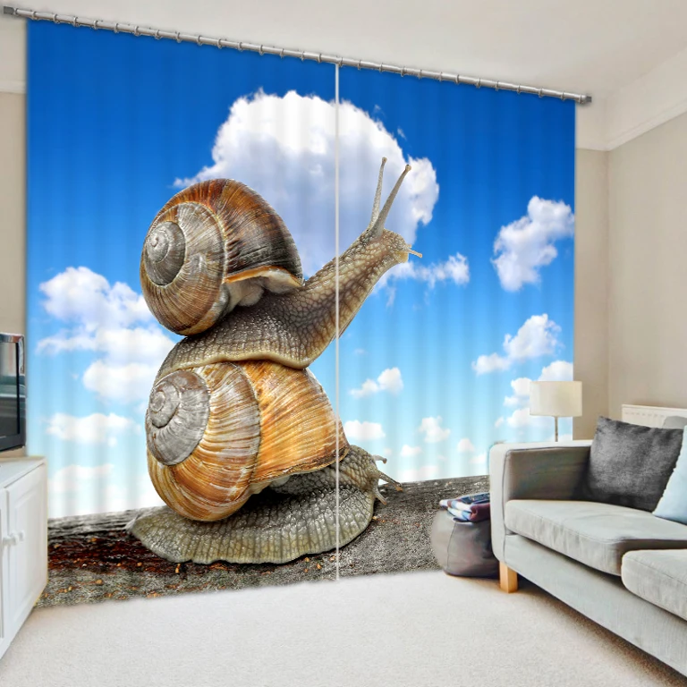 

Small animals snail personalized custom digital arts digital 3D blackout curtains finished