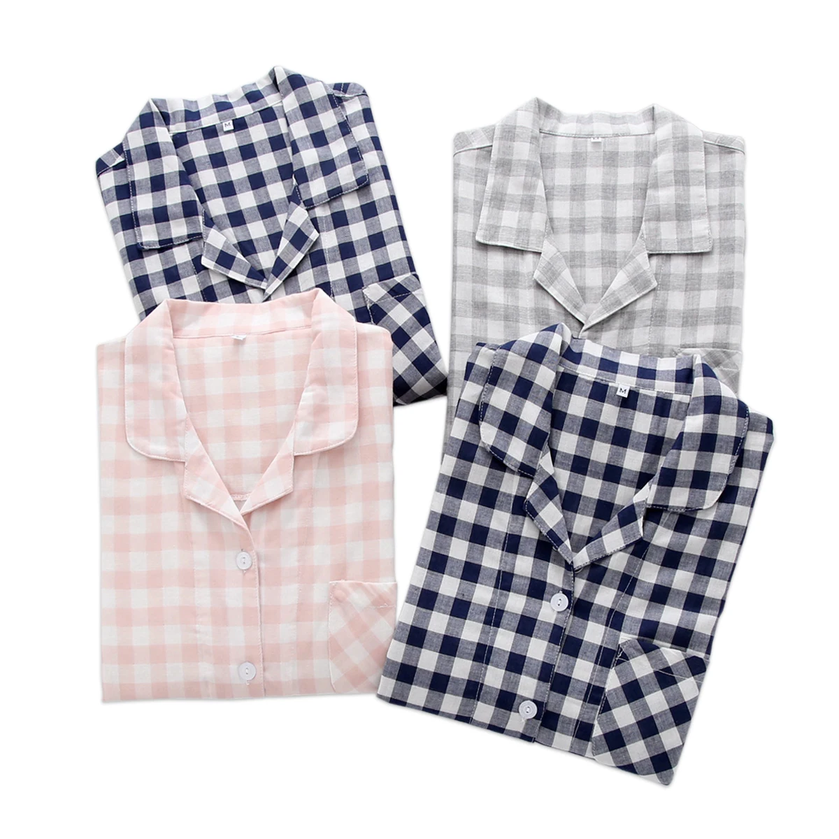 

Fashion plaid couple indoor women cotton pajamas men home sleepwear casual 100% cotton male long-sleeve pyjamas women