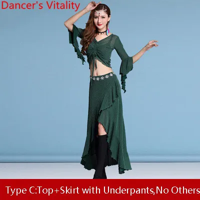 Танец живота топ юбки сексуальные женщины начинающих Slim Fit весна-лето сетка индийский восточный танец практика одежда наряд - Цвет: Type C as picture