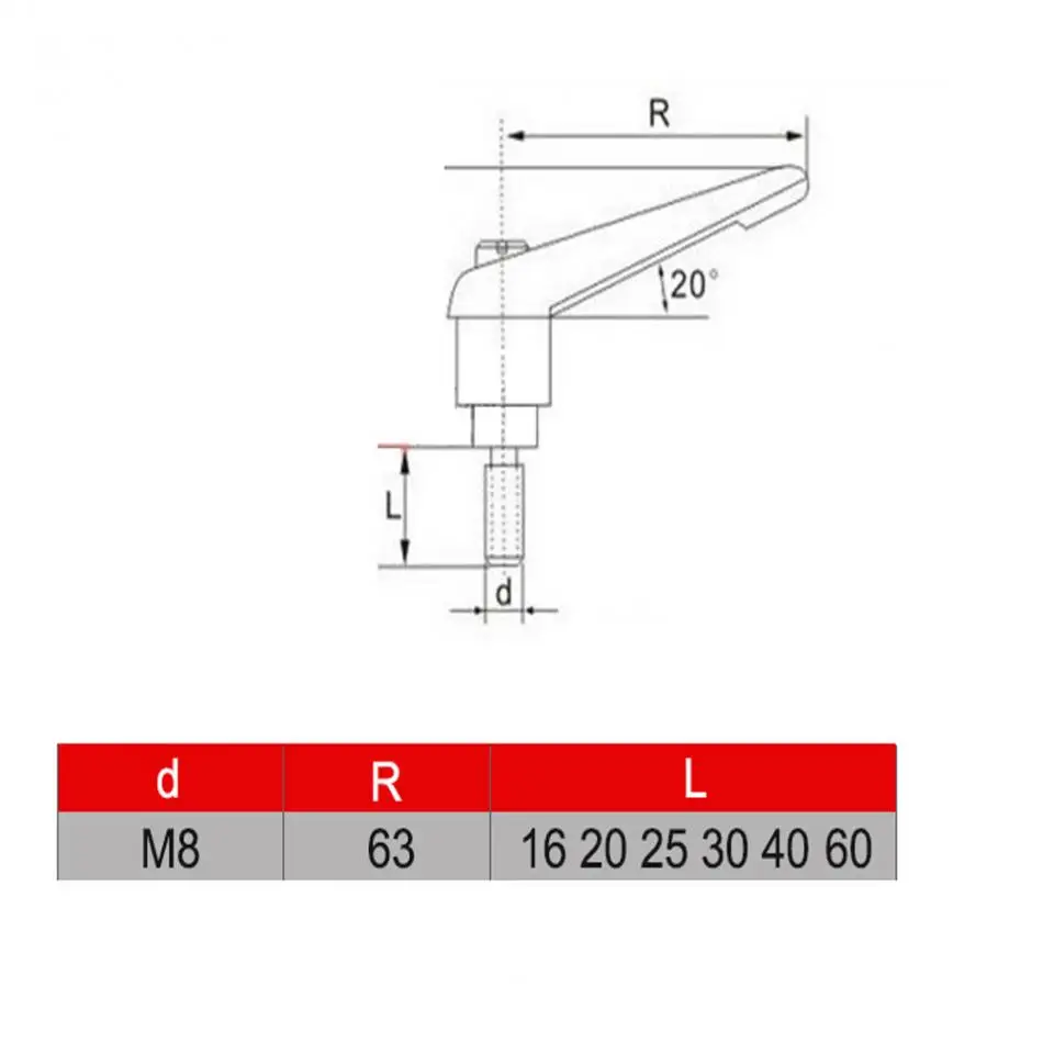 M8 16-60 мм зажимной рычаг винтовое приспособление Регулируемые дверные ручки и наружные мужские ручка с резьбой