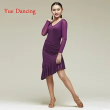 Элегантное асимметричное цельное бальное платье латино для девочек, Одежда для танцев для женщин, женский костюм, одежда для выступлений, женская одежда