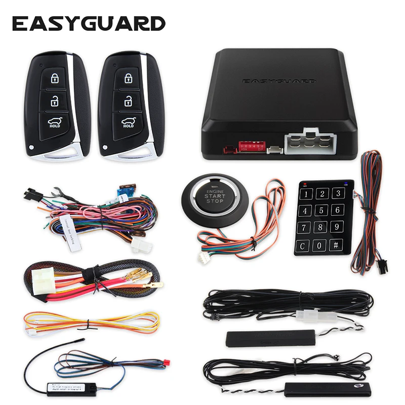 

EASYGUARD car pke passive keyless entry system remote engine start stop kit one push to start touch password entry central lock