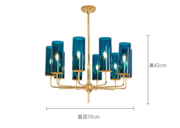 Современный роскошный стеклянный люстра светильник ing 6-15 головок синий/коньяк скандинавский подвесной светильник для гостиной столовой спальни внутренний светильник - Цвет корпуса: 10H