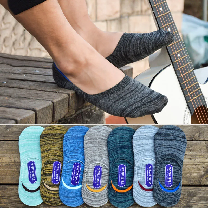 6 пар 2019 мужские носки-следки Нескользящие силиконовые невидимые весна осень мужские носки Meias модные сплошной цвет дышащий хлопковые носки