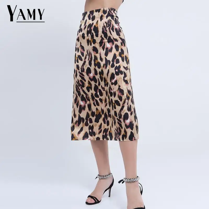 

sexy Leopard Print skirts womens High Waist Skirt Streetwear jupe leopard Korean Fashion punk Midi skirt faldas mujer moda 2018