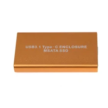 10Gb/s USB 3.1 Type-C to mSATA SSD Enclosure USB-C to Mini SATA Hard Disk Adapter External HDD Mobile Case with Data Cable