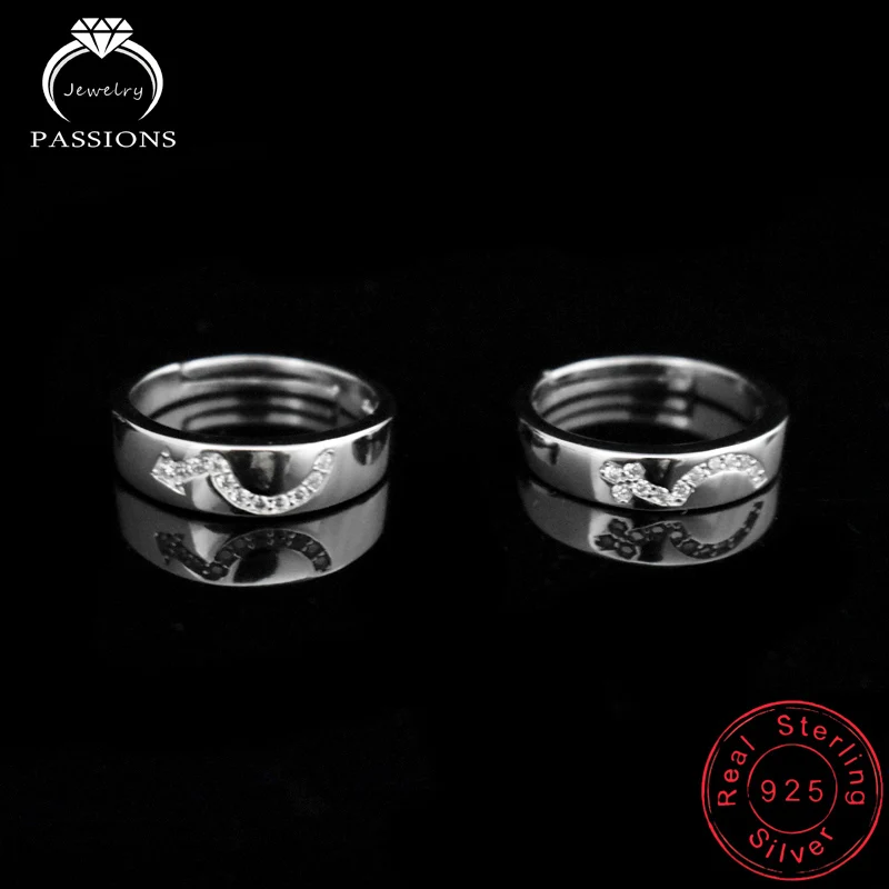 

Wholesale New Fashion 925 Sterling Silver Rings Open Adjustable Ring Lover Set Rings For Lover Couples Jewelry For Women/Men