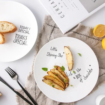 

10 inch bone plate letter ceramic creative Western-style food plate plate steak afternoon snacks breakfast tray plate