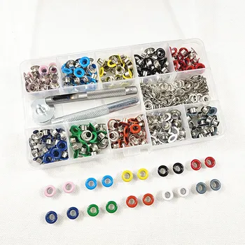 

300/500pcs 5mm Random Mixed 10 Color Metal Eyelets Grommet for Scrapbooking DIY Embelishment Garment Clothes+Eyelets Tool+Box