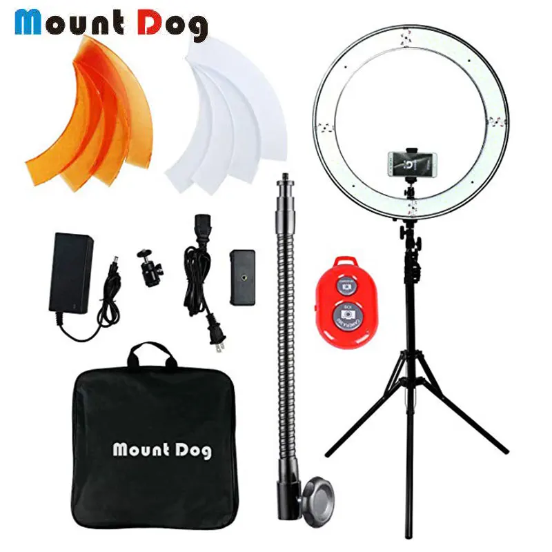

MountDog LED Ring Light 18 inch Selfie Ring Light Phone Stand With 180CM Tripod Photography YouTube Makeup Mirror Selfie Light