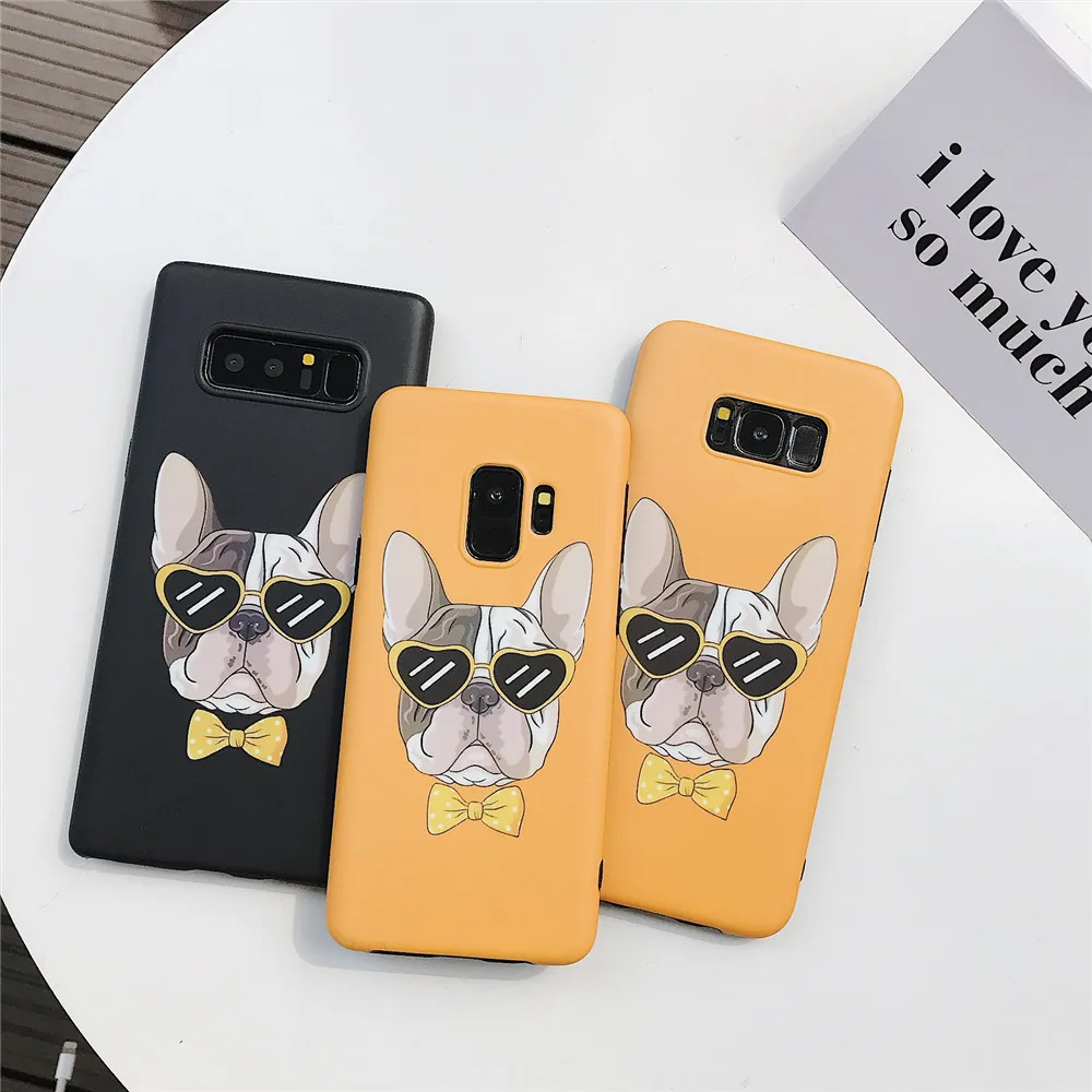 

Pocket Dog BullDog Pug Pattern Phone Case For Samsung Galaxy S7 S7edge S8 S8+ S9 S9+ Note8 Silicone Matte Soft Back Cover Fundas