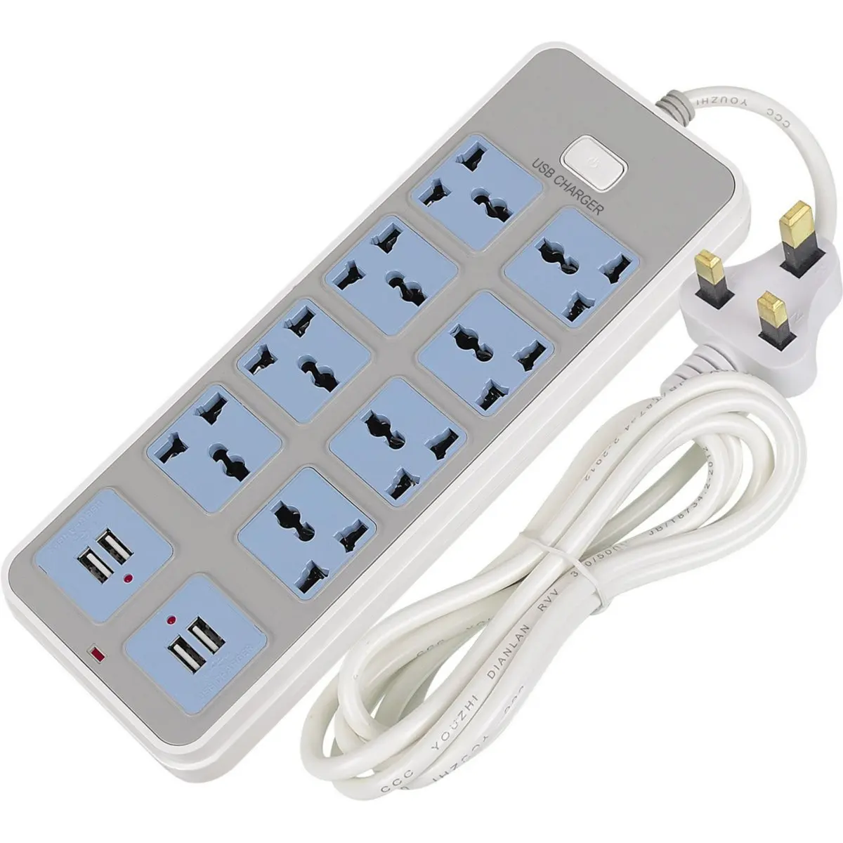 

Multifunction USB 4 Port 8 Way Power Strip Socket Outlets Charger Plug Cord Board Smart Electrical Equipment Home Office 10A