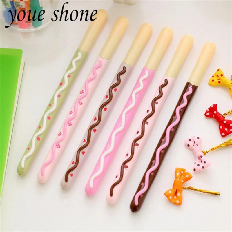 

2Pcs/0.5mm Black Gel Pen Kawaii Cartoon Lovely Lifelike Biscuit Carbon Neutral Pens Students Stationery Office Supplies