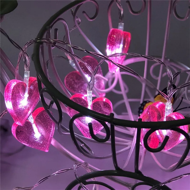 

20Led Fairy Red Love Heart Battery Operated USB String Lights 3M LED Decoration For Christmas Garland New Year gerlyanda 2018