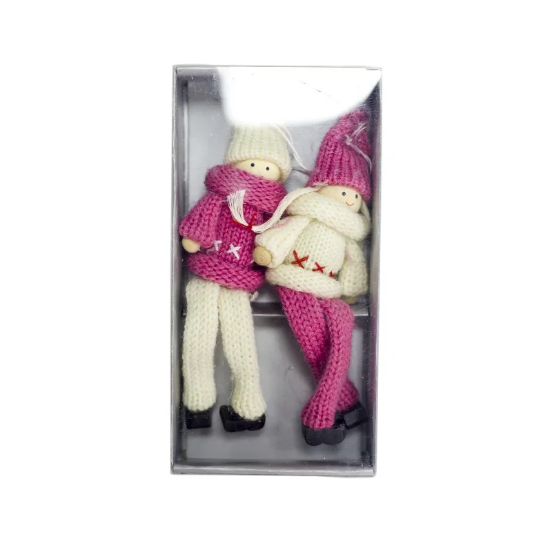 2 шт. Kawaii Трикотажные Рождество дерево висит куклы-подвески Desktop украшения для праздника вечерние партии Декор Детский подарок - Цвет: Розовый