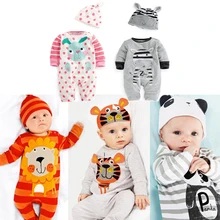 2017 New Baby Romper Hat Set Long Sleeve Baby Boy Girl Clothes Newborn Clothing Casual Baby