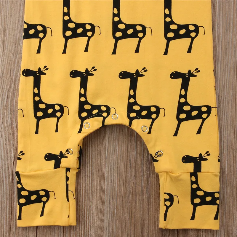 Brand New Cartoon Giraffe Newborn Baby Boy Girl Cotton Romper Jumpsuit Outfits Clothes 0-24M