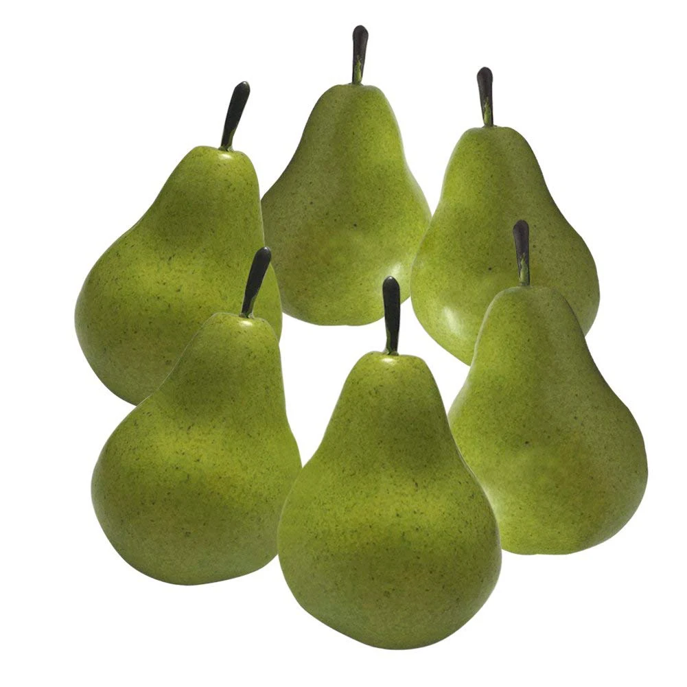 

6PCS Lifelike Artificial Green Fruit Pear Kitchen Realistic Fake Display Food Home Decoration Supermarket Restaurant Props