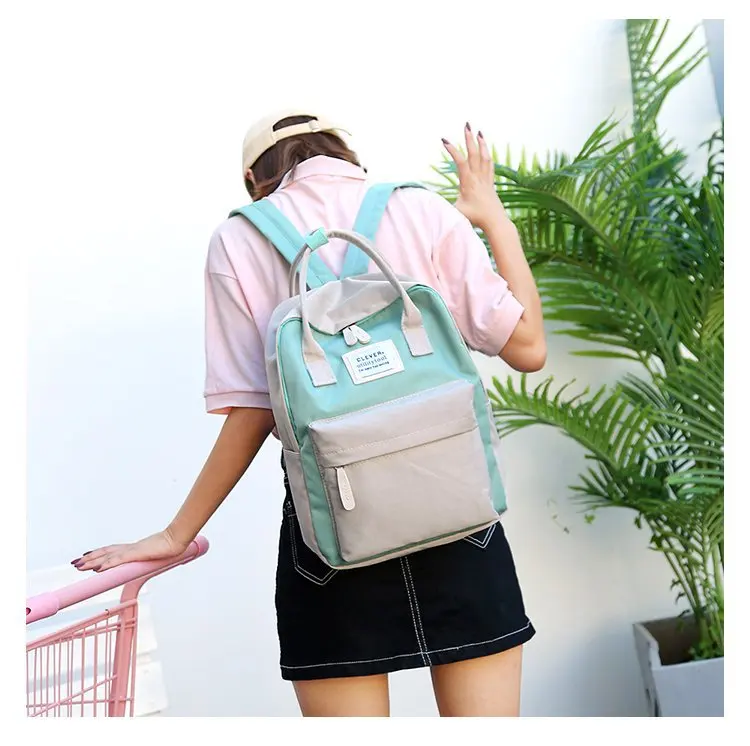 Комплект из модных женских рюкзак Колледж ветер Повседневное студенческий рюкзак из плотной ткани для девочек, трендовая диких небольшой свежий сумка рюкзак жизнеспособности