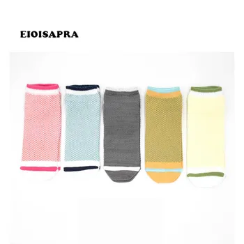 

[EIOISAPRA]Spring/Summer New Product Cotton Pure Color Patchwork Mesh Hollow Out Socks Women College Style Comfort Meias Socks