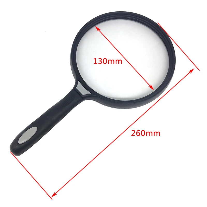 130 mm Large Lens Handle Magnifying Glass 2.5X Reading Magnifier Wide Field Map Newspaper Reading Jewelry Appreciation