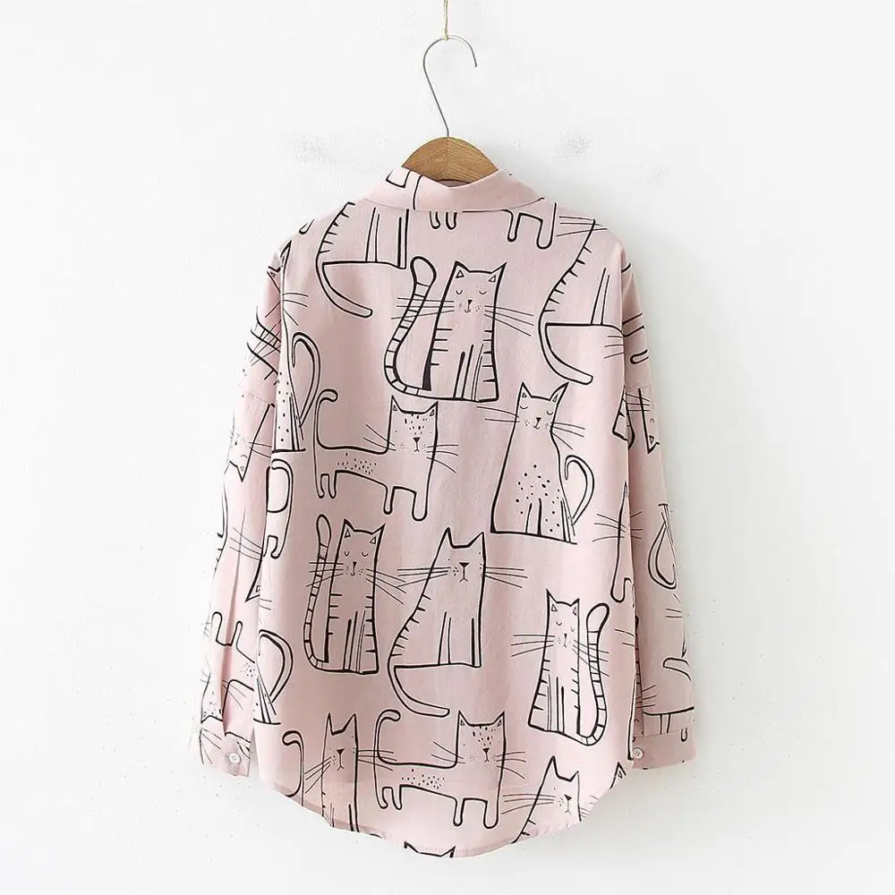 

Blusas Femininas Fashion Long Sleeve Cat Print Cloth Korean Shirt Casual Loose blouses woman 2019 women tops ,Summer Autumn CD
