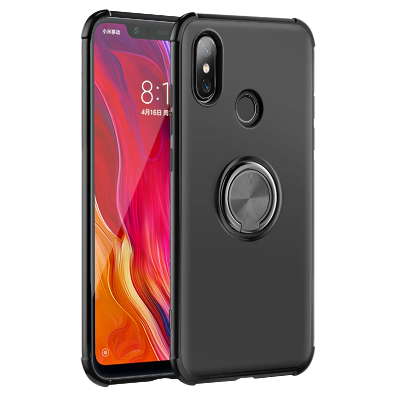 

Case For Xiaomi mi8 Cover Mi8 Explorer Shock Proof finger ring Stand Magnetic Soft TPU case For Xiaomi Mi 8 SE lite A2 kimTHmall
