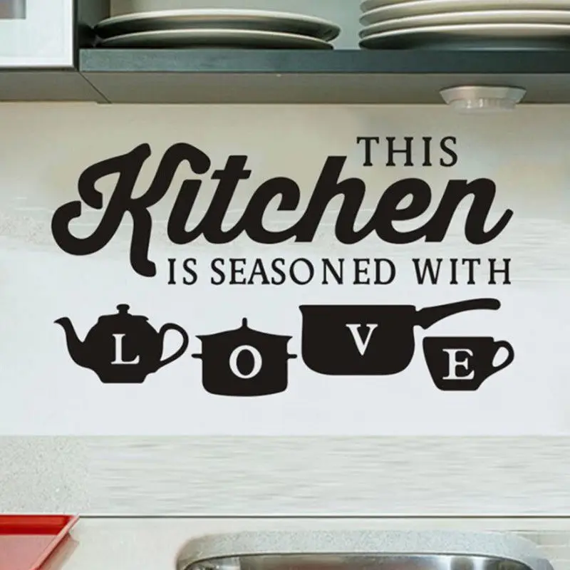 Creative KITCHEN Wall Sticker Vinyl Removable Decal Art Mural Kitchen Decor Quote Wall Decals Waterproof Self Adhesive D204 Creative KITCHEN Wall Sticker Vinyl Removable Decal Art Mural Kitchen Decor Quote Wall Decals Waterproof Self Adhesive D204