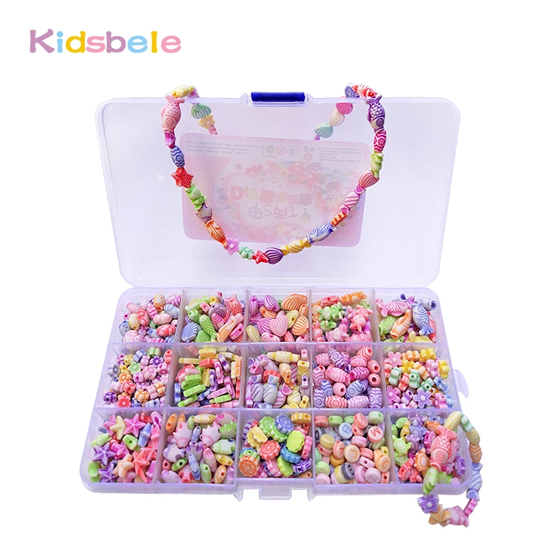 500pcs Colorful Beads Girls DIY Toy Puzzle Toys Jewelry Necklace Making