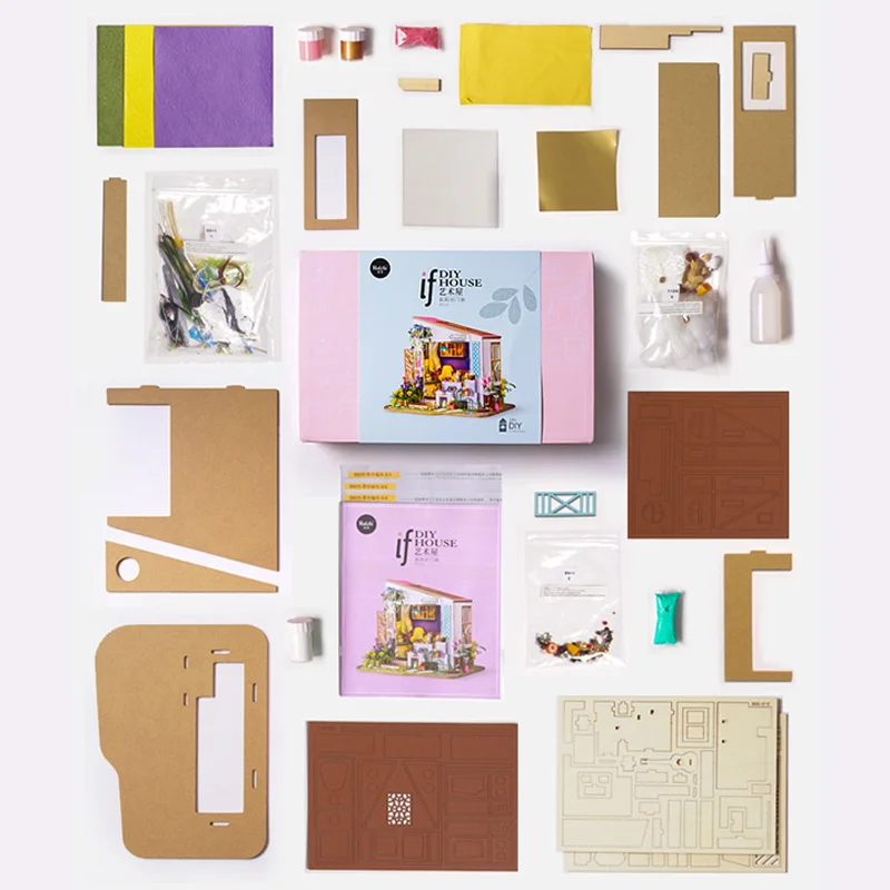 Robotime DIY Doll House Wooden Miniature Dollhouse Assembly Model Building Kits Toys For Adults Birthday Gift DG11